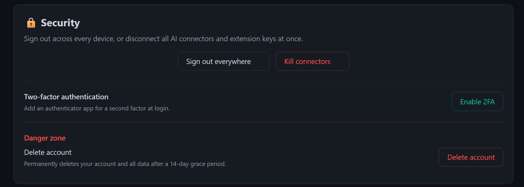 Security card with the Danger zone