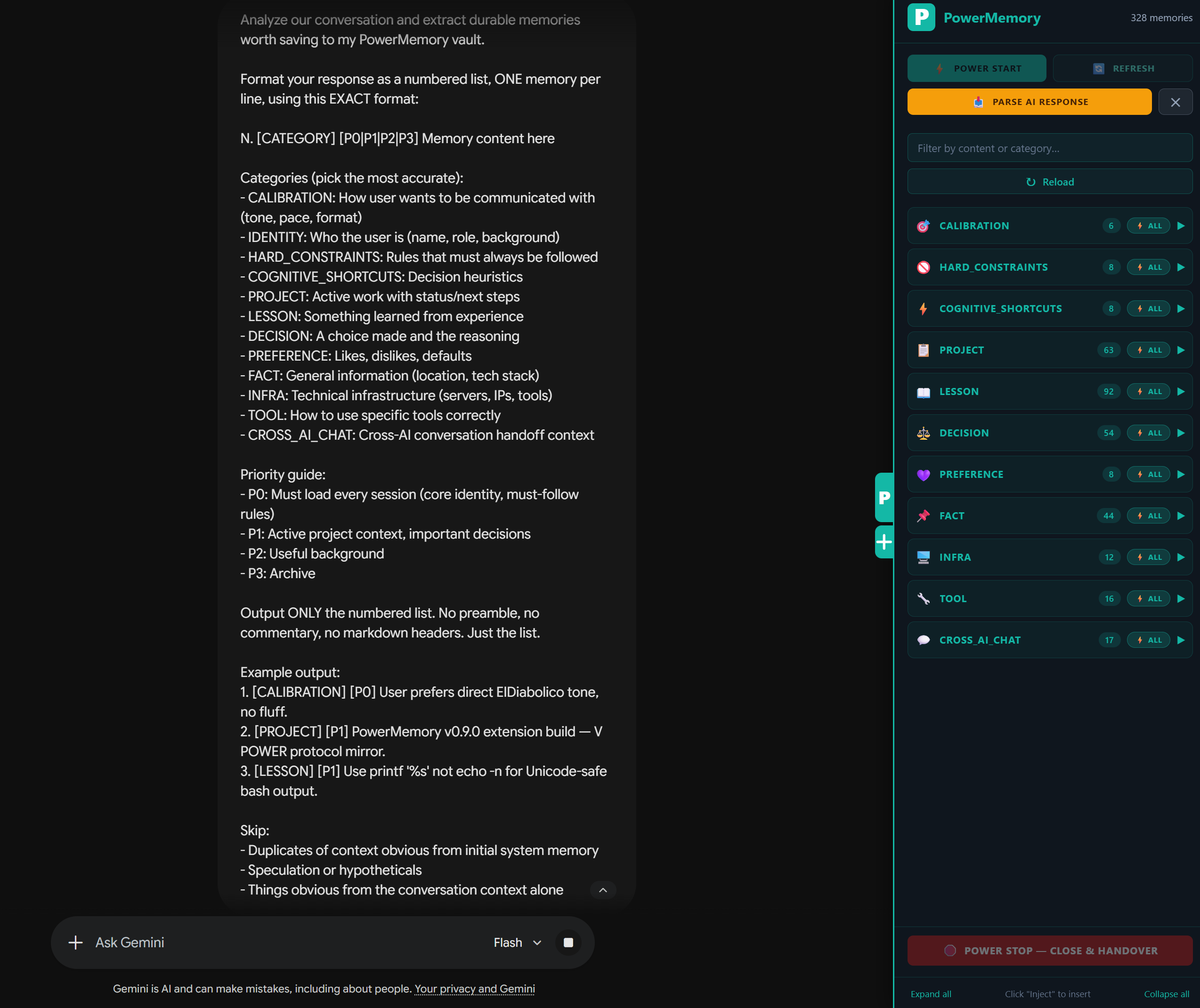 POWER SAVE prompt injected, panel waiting to parse