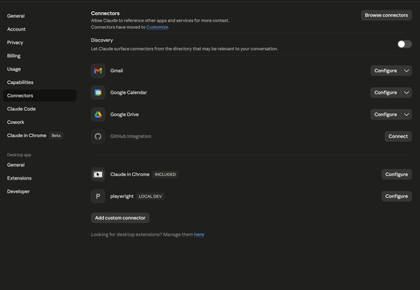 Step 1: Open Settings → Connectors